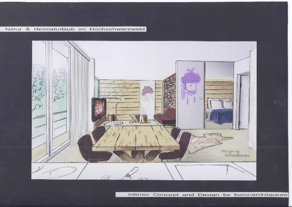 Ferienwohnungswohnungslinie Hochschwarzwald Wohnzimmer © buronarchitecture