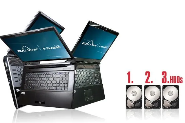 Bild: 3.000 GB (3 TB) Festplattenplatz jetzt in allen BULLMAN E-Klasse Notebook Workstations