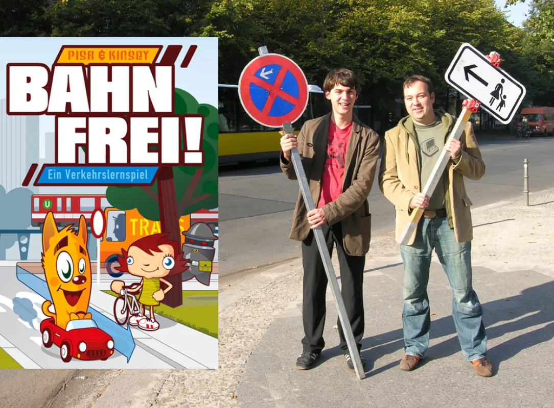 von links nach rechts: Coverentwurf, Patrick Rau (Gestaltung, Konzeption), Jan Bölsche (Softwareentwicklung, Konzeption)