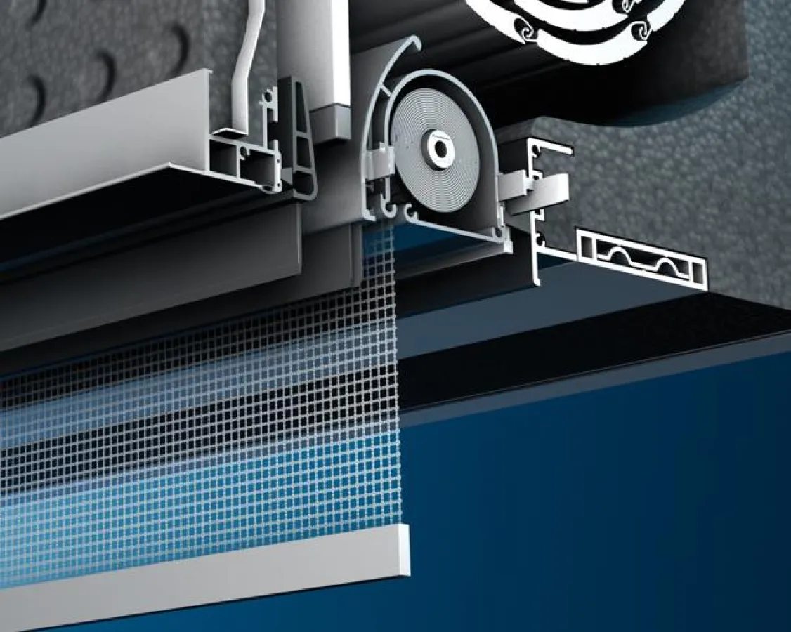 Das Insektenschutzrollo IR3 wird in den Rollladenkasten integriert (Quelle: Beck+Heun)