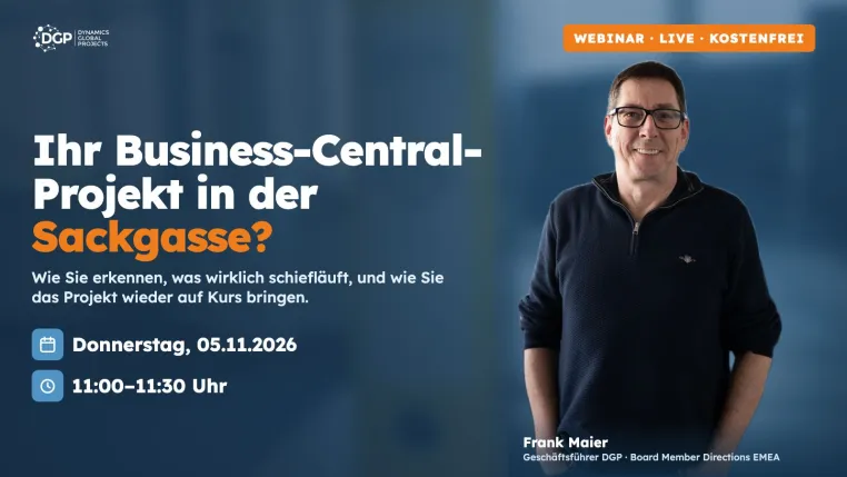 Webinar-Reihe für den Mittelstand: Drei kostenfreie Live-Termine zu Business Central mit Frank Maier Bild: Webinar-Reihe für den Mittelstand: Drei kostenfreie Live-Termine zu Business Central mit Frank Maier