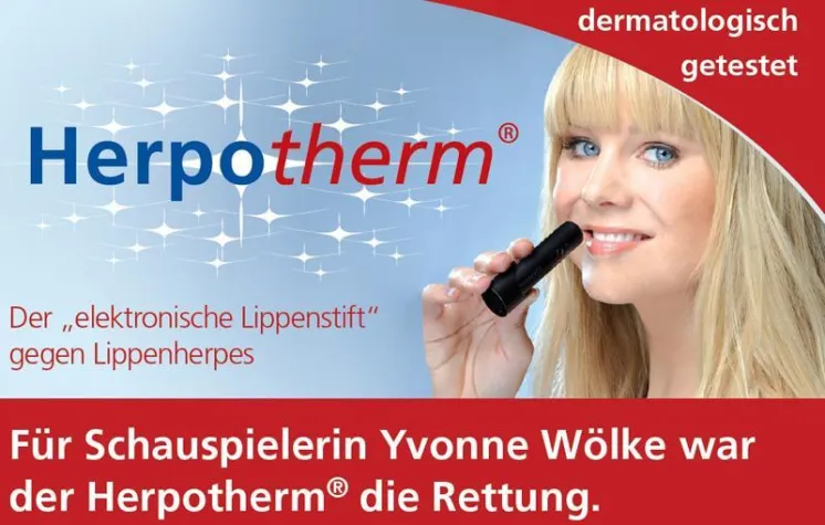 Bild: Schauspielerin Yvonne Wölke ist Testimonial für Lippenherpesstift „Herpotherm“
