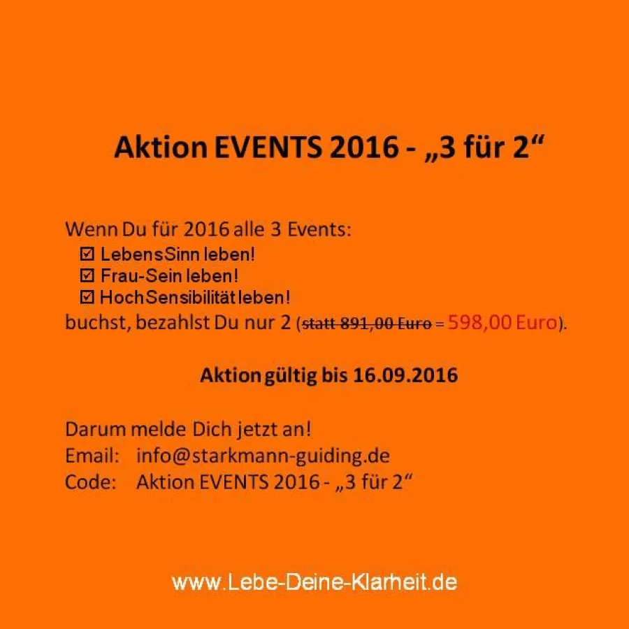 Das Angebot - EVENTS 2016 - 3 für 2