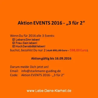 Angebot – Aktion EVENTS 2016 – '3 für 2' Bild: Angebot – Aktion EVENTS 2016 – '3 für 2'