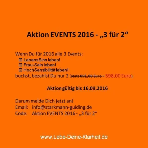 Bild: Angebot – Aktion EVENTS 2016 – '3 für 2'