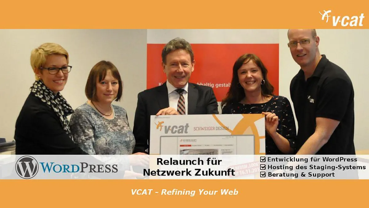 Freuen sich gemeinsam über die neue Webseite (v.l.n.r.): Ney, Günther, Spieß, Schneider, Danneberg