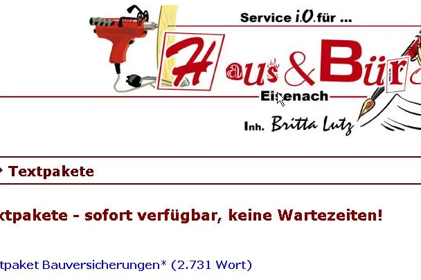 Bild: Neues Angebot - Fertige Textpakete aus dem Büroservice Eisenach
