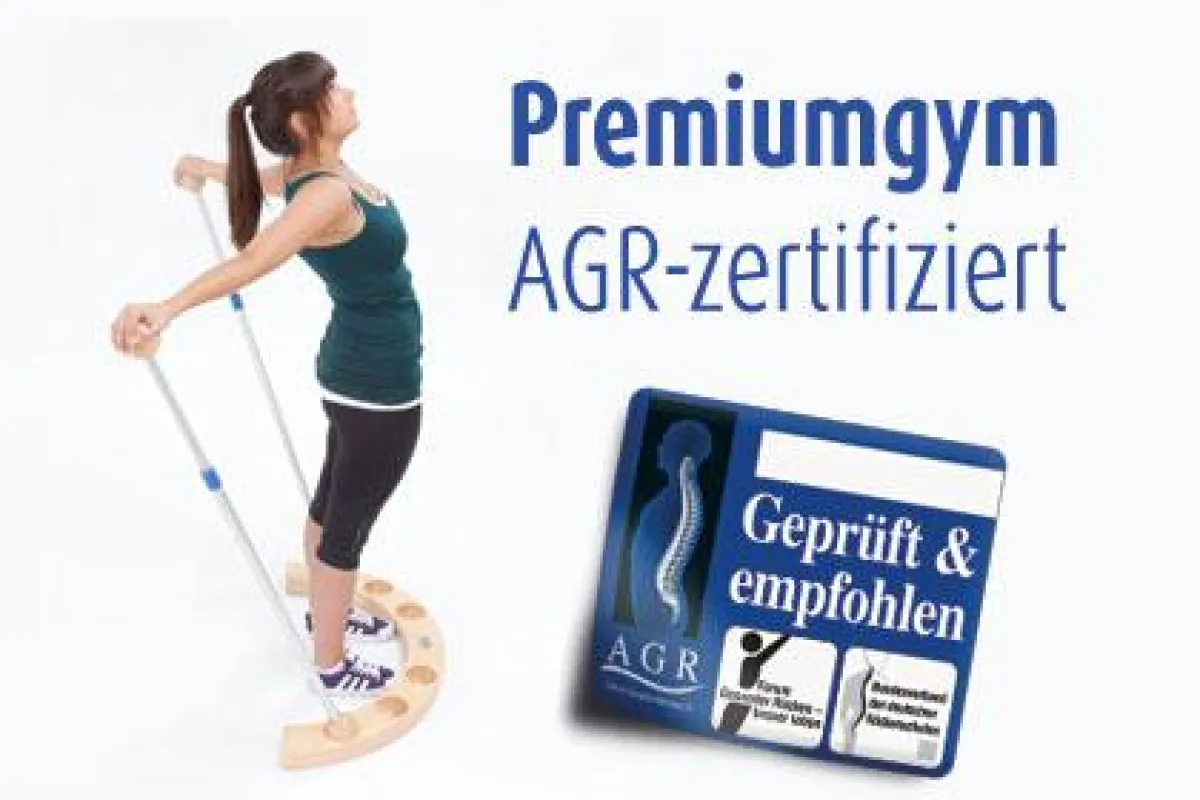 Das Premiumgym wurde jüngst mit dem Gütesiegel der Aktion Gesunder Rücken (AGR) e.V. ausgezeichnet.