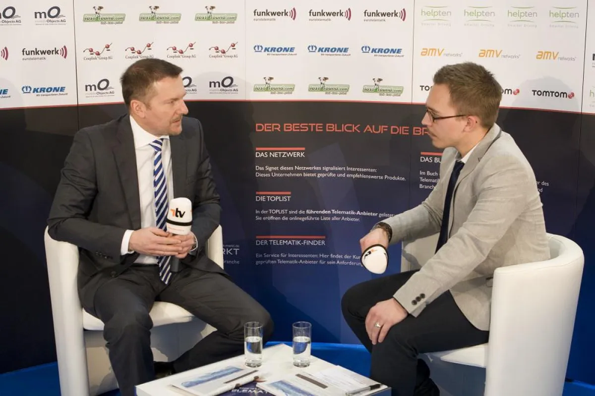 Thomas Piller, Geschäftsführer der Funkwerk eurotelematik GmbH, (links) im Telematik.TV-Interview m