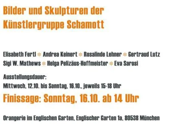 Bild: Ausstellung der Künstlergruppe Schamott in der Orangerie im Englischen Garten München.