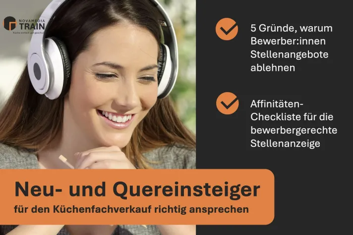 Bild: Küchenfachverkäufer gesucht? Neu- und Quereinsteiger mit Affinitäten gezielt ansprechen. 