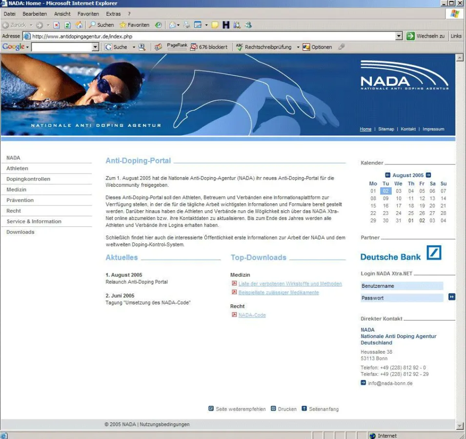 Neues Antidopingportal der NADA, Nonn