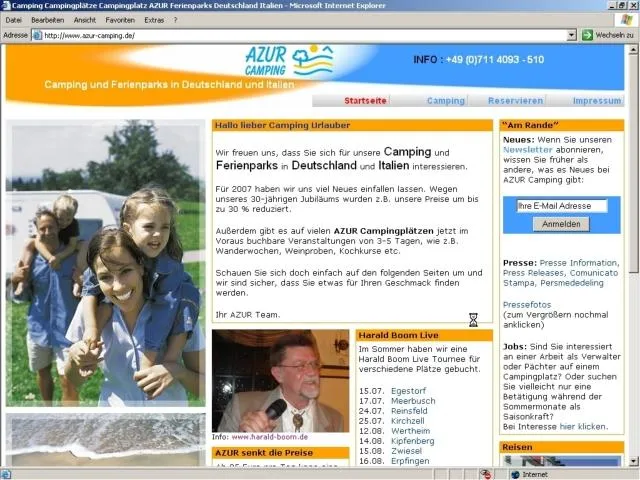 Bild: Web-Präsenz von AZUR CAMPING in neuer Optik und mit verbesserten Funktionen