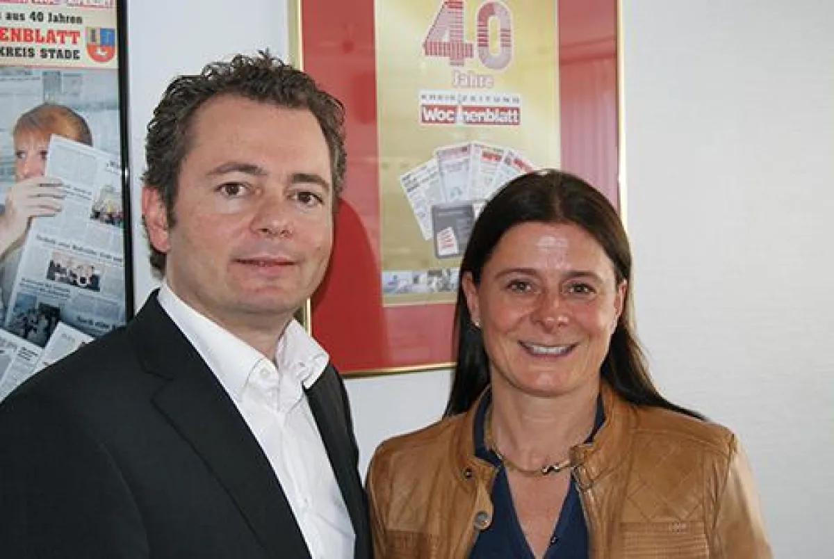 WOCHENBLATT-Gruppe Geschäftsführer Stephan Schrader und Andrea Heimbold, Leiterin Produktion.
