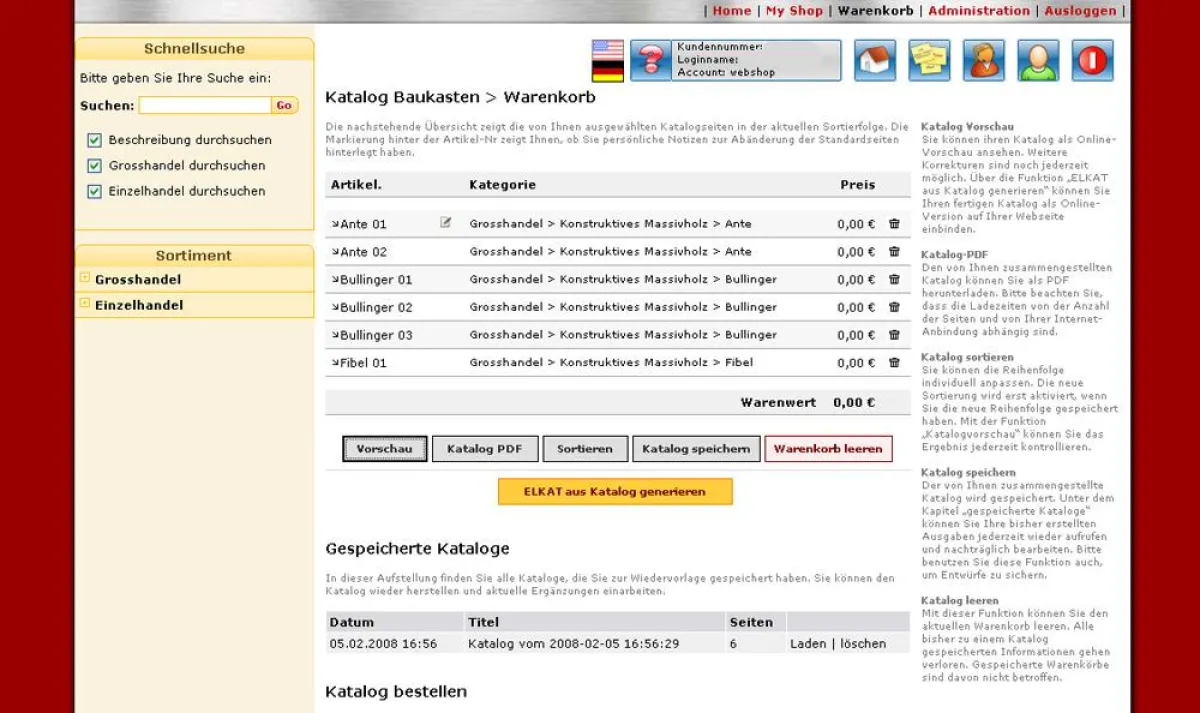 Zusammenstellen von Katalog-Themen mit dem Katalog-Manager
