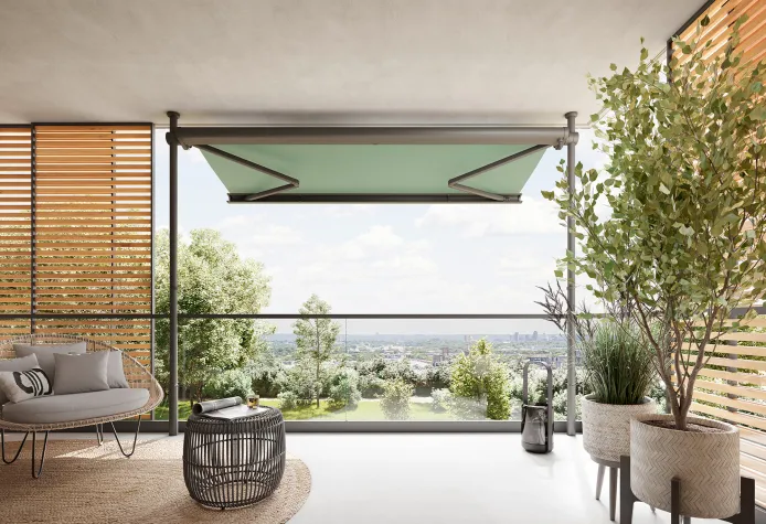 Bild: Filigrane Klemm-Markise von markilux bringt Esprit ins Freiluftzimmer