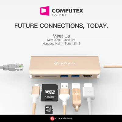 COMPUTEX 2017: Anschlussvielfalt in edlem Design: ADAM elements präsentiert clevere Adapter Bild: COMPUTEX 2017: Anschlussvielfalt in edlem Design: ADAM elements präsentiert clevere Adapter