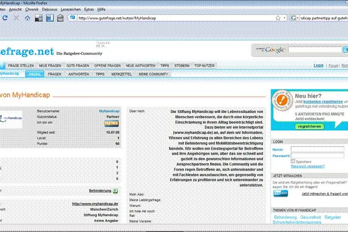 Stiftung MyHandicap kooperiert mit Ratgeber-Community gutefrage.net Bild: Stiftung MyHandicap kooperiert mit Ratgeber-Community gutefrage.net