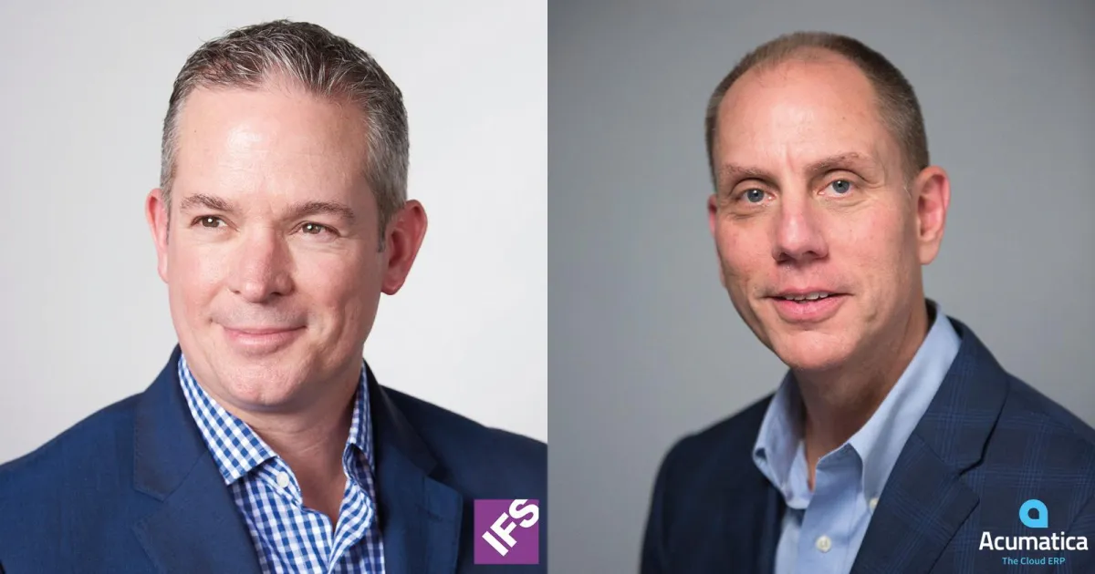 Darren Roos, CEO von IFS, und John Roskill, CEO von Acumatica (Quelle: IFS)