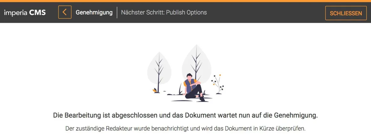imperia CMS 11 führt Redakteure schrittweise vom Erstellen bis zum Veröffentlichen von Inhalten