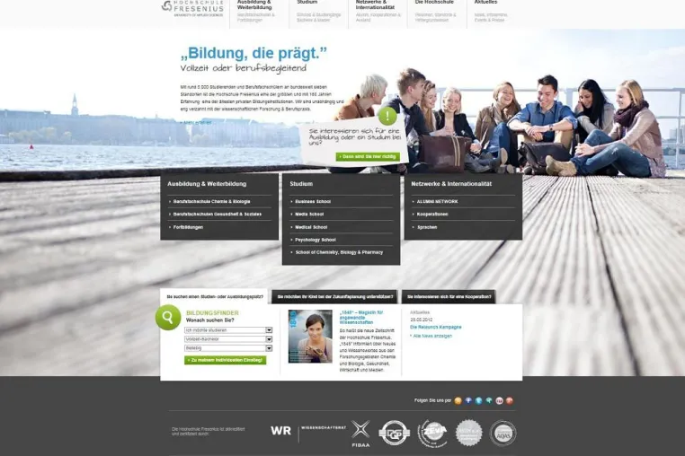 Neue Website der Hochschule Fresenius Bild: Neue Website der Hochschule Fresenius