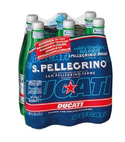 Bild: S.Pellegrino zeigt Ducati-Logo auf PET-Flaschen
