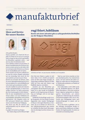 Bild: manufakturbrief 02/10: rugi feiert Jubiläum: Ein Rückblick auf zehn Jahre Briefhüllen-Manufaktur