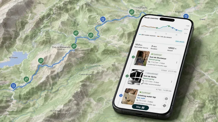 Bild: Dürre in Europa: droply hilft Wandernden, Wasser auf dem Trail zu finden