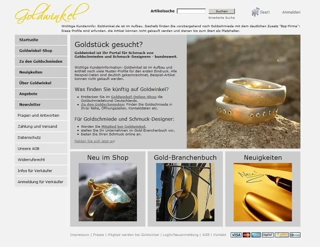 Bild: Neues Internet-Portal für Schmuck-Unikate Goldwinkel.de bietet Service für Goldschmiede und Schmuck-Designer