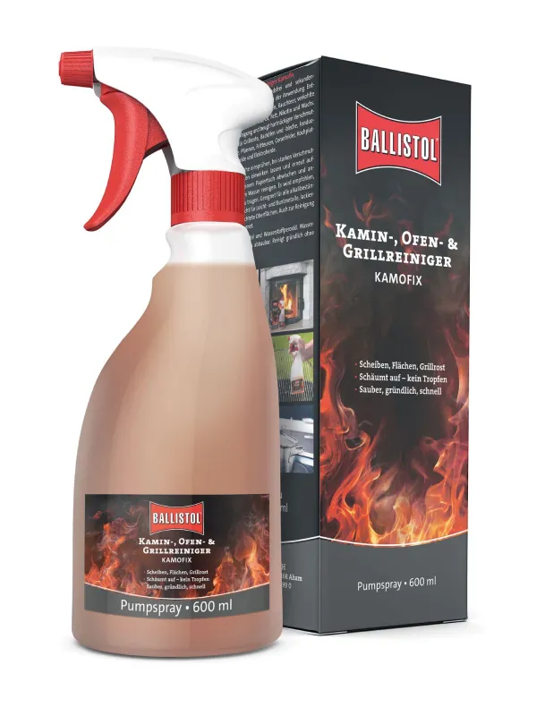 Kamin und Ofen lassen sich einfach und schnell reinigen mit dem Ballistol Kamin- und Ofenreiniger