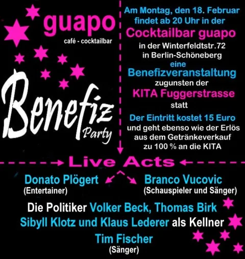 Bild: Benefiz-Party zu Gunsten der KITA Fuggerstrasse - Live Acts: Donato Plögert, Branco Vucovic und Tim Fischer