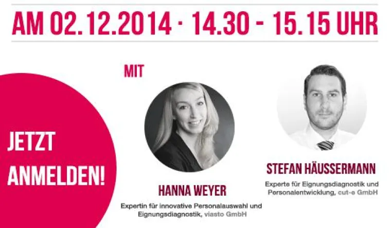 Bild: "Wie moderne e-Assessments Ihre Personalauswahl retten" Webinar am 02.12.2014 von cut-e Germany und viasto