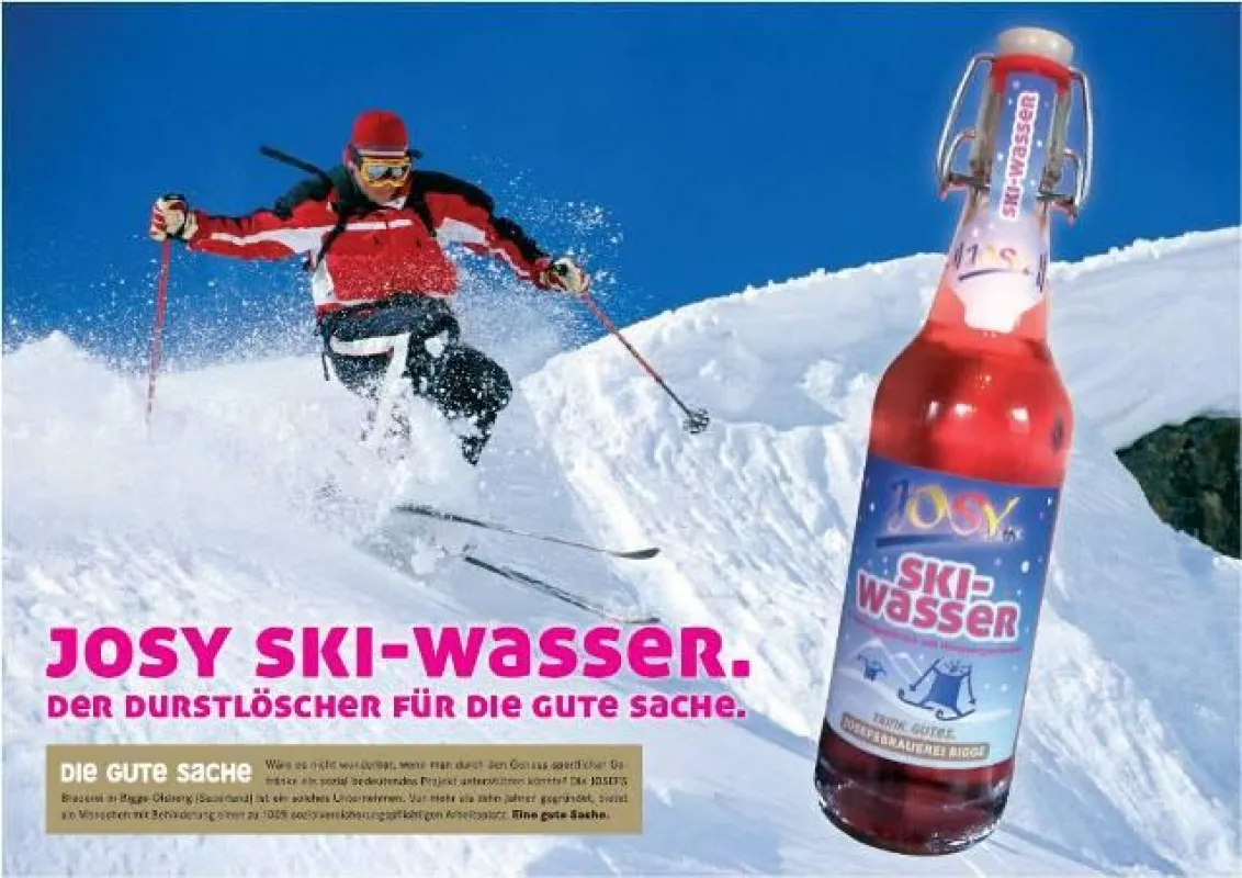 JOSY SKI-WASSER. Der Durstlöscher für die gute Sache.