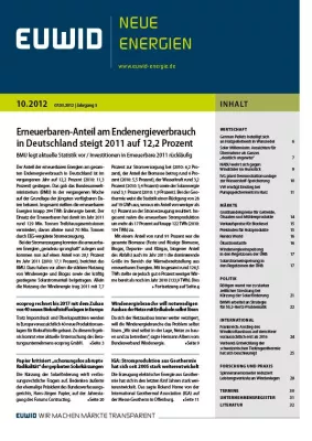 Bild: Anteil der Erneuerbaren am Endenergieverbrauch steigt auf 12,2 Prozent - EUWID NE 10/2012 erschienen