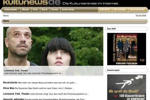 Bild: Relaunch der Kulturplattform kulturnews.de mit neuen Service- und Infoangeboten für kulturaktive Zielgruppe