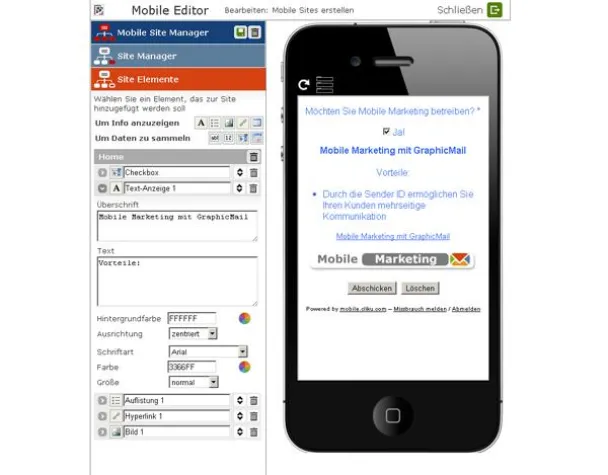Bild: GraphicMail launcht neuen Mobile Site Editor