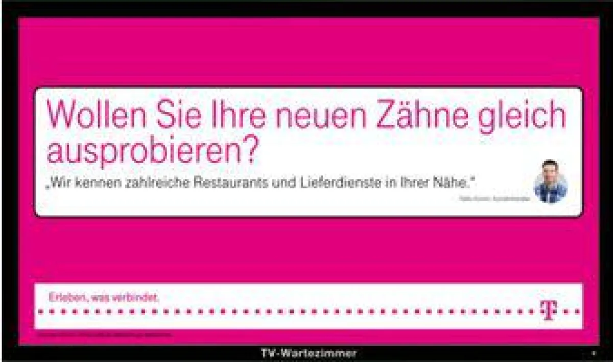Deutsche Telekom ist erstmalig im TV-Wartezimmer-Programm vertreten.