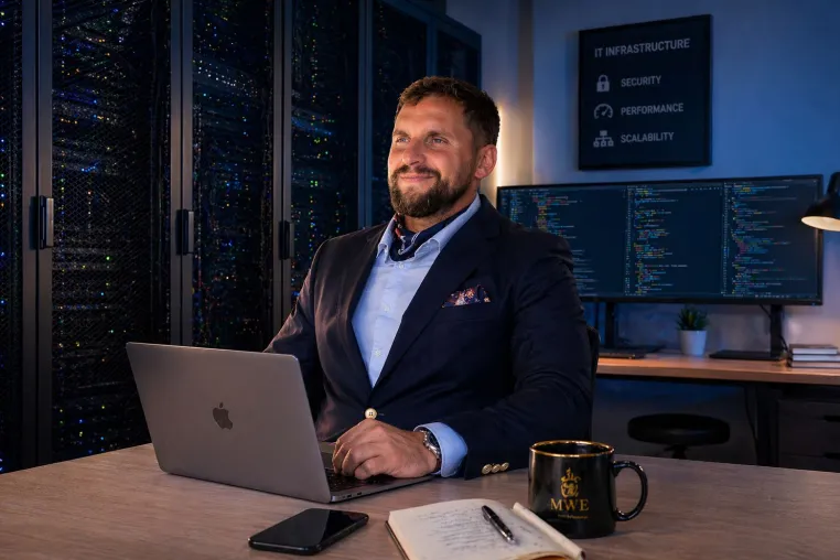Bild: Investor Aachen – MARCUS WENZEL nimmt neue IT-Infrastruktur in Betrieb
