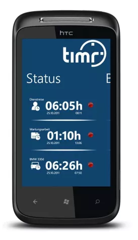 Bild: timr – Zeiterfassung & Fahrtenbuch App für Windows Phone
