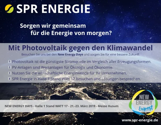 Bild: Die SPR Energie kalkuliert Renditeerwartung durch Photovoltaik für Unternehmen im Rahmen der New Energy Days.