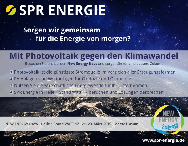 Bild: Die SPR Energie kalkuliert Renditeerwartung durch Photovoltaik für Unternehmen im Rahmen der New Energy Days.