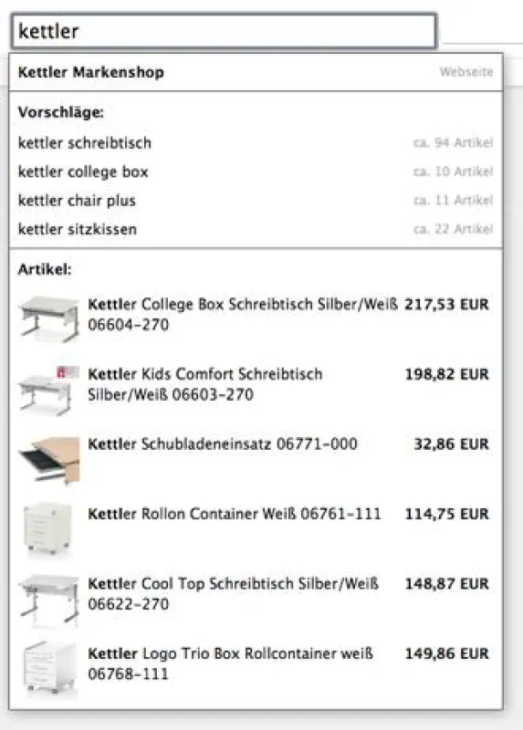 Intelligente Produktsuche im Online Shop - Autosuggest