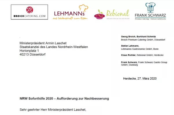 Bild: Pressemeldung Rebional: Offener Brief an Laschet von vier Caterern
