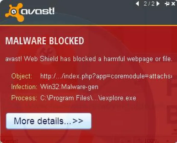 Bild: Win32: Malware-gen Trojan Emotet beim Avast Antivirus