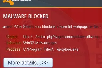 Bild: Win32: Malware-gen Trojan Emotet beim Avast Antivirus