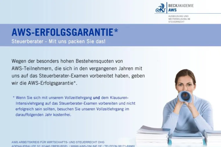 Mit Garantie zum Steuerberater-Examen Bild: Mit Garantie zum Steuerberater-Examen
