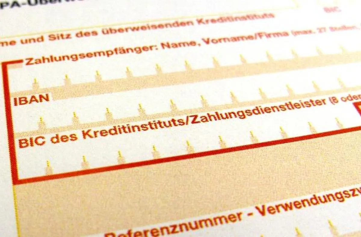SEPA Zahlschein mit IBAN und BIC