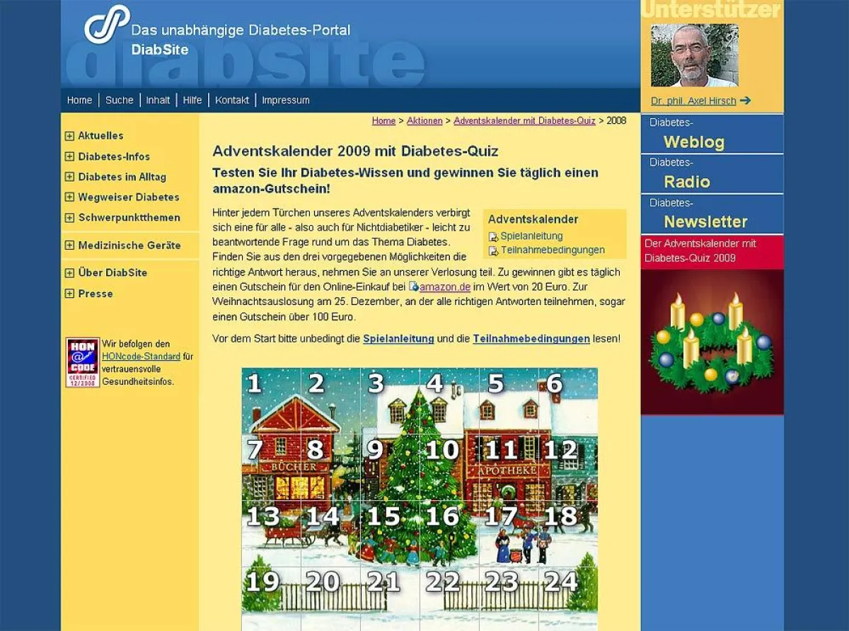 Adventskalender mit Diabetes-Quiz