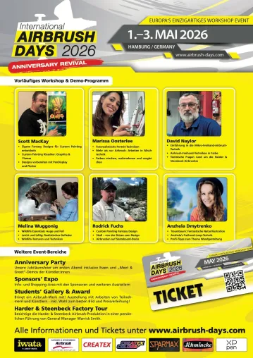 Bild: International Airbrush Days 2026 in Hamburg:  Workshops und Ausstellungsprogramm rund um die Airbrush-Technik