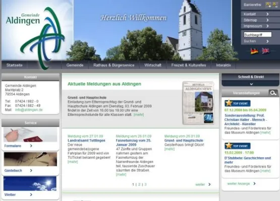 Bild: Gemeinde Aldingen im Landkreis Tuttlingen mit neuer Seite online
